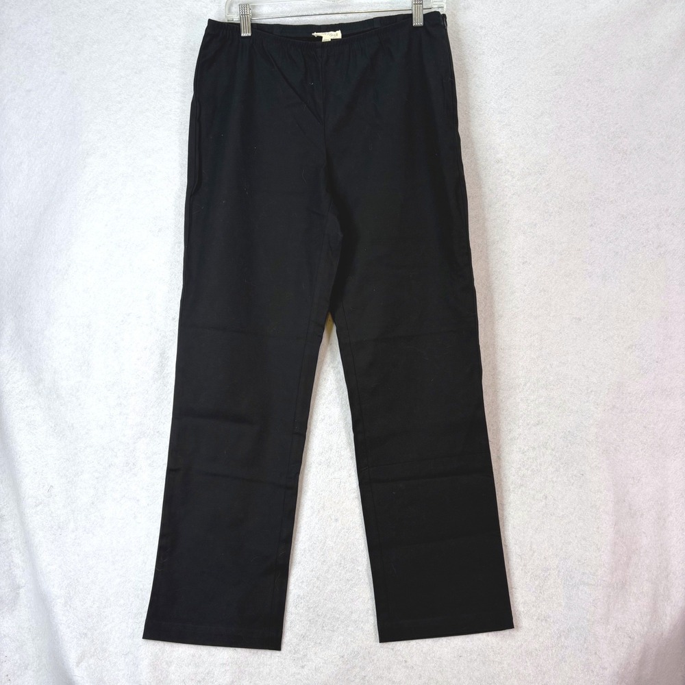 Eileen Fisher Organic Cotton Stretch Twill Black Pants Sz M Minimalist Capsule